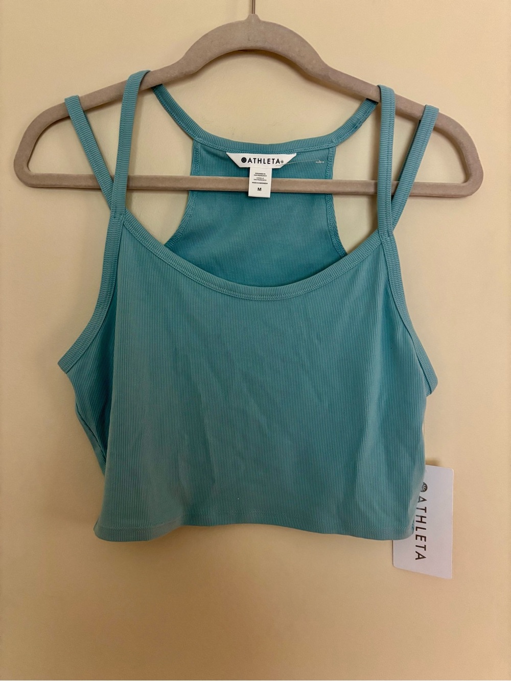NWT - Athleta Teal Signature Ribbed Cropped Tank Top - sz M